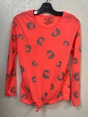 Girls Medium 7/8 • Bobbie Brooks unicorn long sleeve tee with tie in front